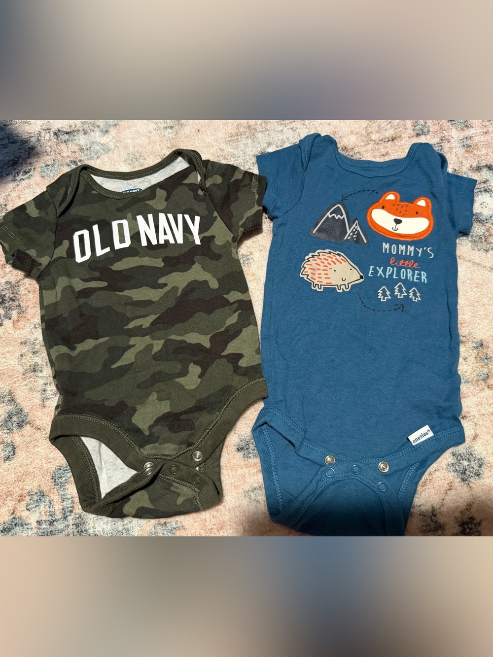 Gerber Blue Fox & Old Navy Camo Baby One-Piece Set